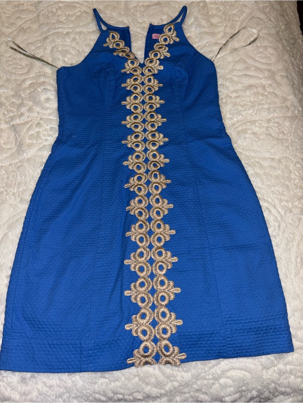 Beautiful Lilly Pulitzer Blue & Gold Dress